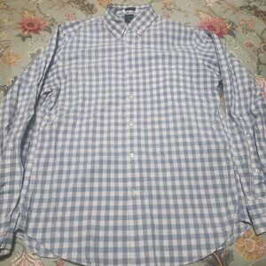 J. Crew Factory Men's Plaid Button Down Shirt Blue/White Size Large